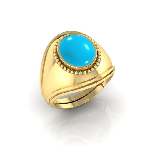 Bague en argent plaqué or et véritable turquoise firoja 5,25 ratti ajustable AMZ459