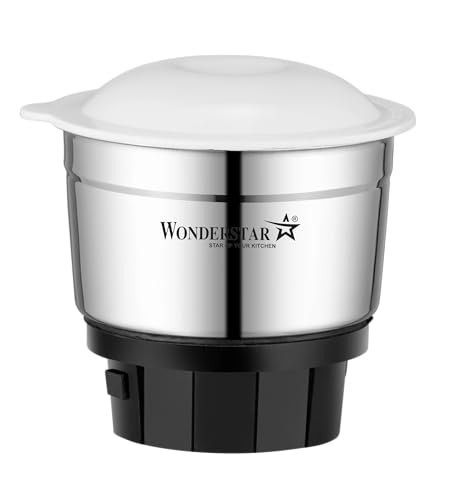 Image of Wonder Star Universal Stainless Steel Chutney Jar (400ml) with Sharp Blade for Mixer Grinder | Compatible with 4-Teeth Coupler & Dual Locking System | Rust-Proof Mixie Attachment