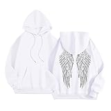Design tendance Y2K : Ce sweat à capuche décontracté pour femme au look oversized séduit par un délicat motif imprimé d'ange – pour celles qui souhaitent associer le style Y2K en vogue avec une romantique espièglerie