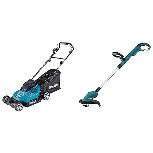 Makita DLM432PT2 Akku-Rasenmäher 2x18 V / 5,0 Ah, 2 Akkus + Doppelladegerät & DUR181Z Akku-Rasentrimmer (18 V, ohne Akku, ohne Ladegerät) DUR181Z