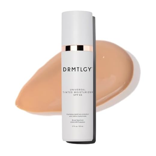 DRMTLGY Tinted Moisturizer with SPF 46. Universal Tint. All-In-One Face Sunscreen and Foundation with Broad Spectrum Protection Against UVA and UVB Rays. 1.7 oz