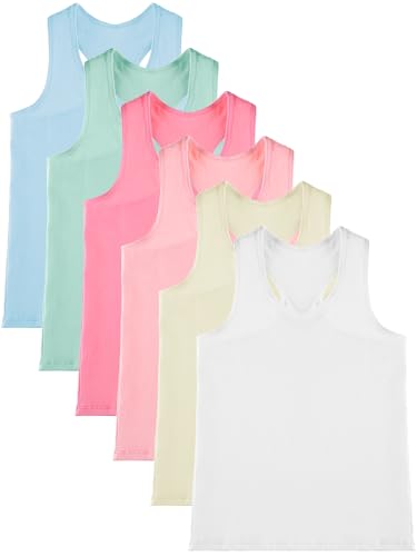 Image of Geyoga 6 Pieces Girls Dance Tank Top Sleeveless Cami Racerback Crop Camisole Outfit for Ballet Athletic