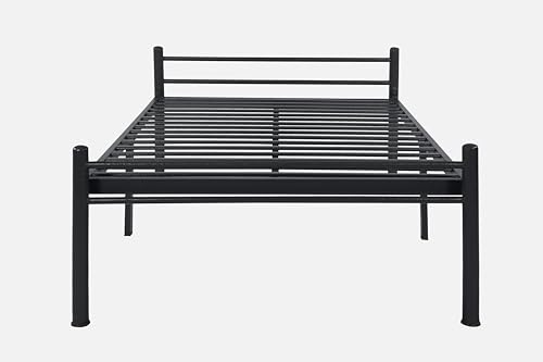 Image of Nivo Metal Extra Single Size Bed Without Storage | Wrought Iron Cot with Headboard & Footboard| Sturdy Powder Coated Platform Bed Extra Single Size Cot for Bedroom (Nivo Black)