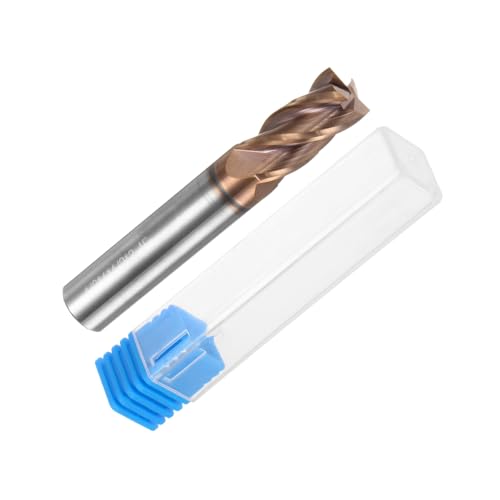 Image of uxcell Carbide Square End Mill, 1 /2 inch Diameter TiAlN Coated 4 Flutes Milling Bit Cutter, for Hardened Steel Stainless Steel Alloy Metal, 1 /2 inch Shank 1 inch Cut Length 3 inch Long HRC50