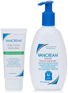 Vanicream Facial Moisturizer, 3 Oz & Gentle Facial Cleanser with Pump, 8 Oz