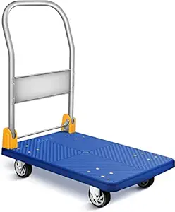 GOBBLER Portable Platform Trolley Cart for Lifting Heavy Weight, 400 Kg Capacity Dolly Push Cart, Blue Color (GB TR 400)