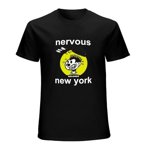 Nervous Records NY Home Music Men T-Shirt Printed Camiseta Black Tee Top L