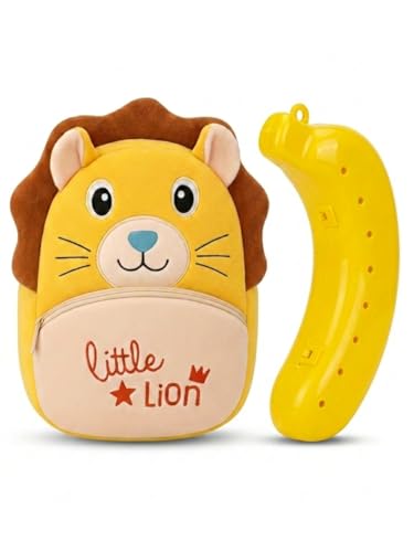 Image of Cartoon Plush Kids School Bag 2-6 Years | Soft Toy Backpack for Boys & Girls | Toddler Nursery Preschool Bag | Lightweight Adjustable Straps