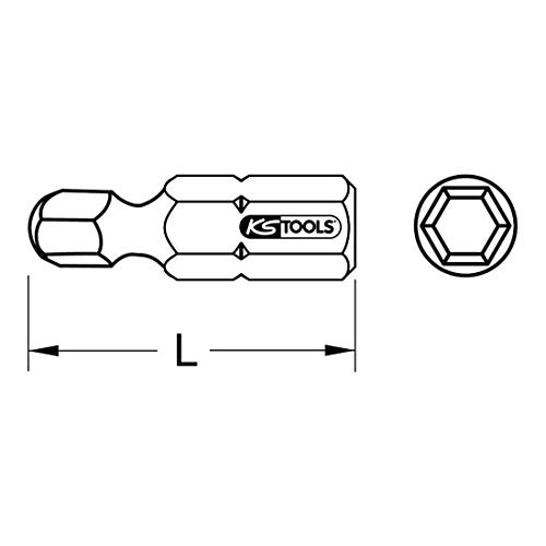 KS TOOLS 911.3700 1/4" Bit hex, 25mm, with ball end, 2, 5mm, Colour - Image 2