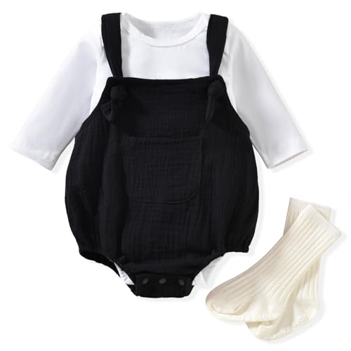 Unisex Baby Long Sleeves Suspender Romper Outfits Fall Winter Spring Clothes Preemie-18 Months