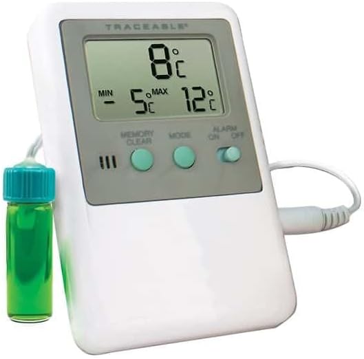 - Traceable Fridge/Freezer Digital Thermometer with Calibration; 5 mL Bottle Probe
