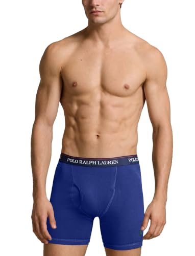 Image of POLO RALPH LAUREN Men's Classic Fit Cotton Boxer Briefs, Trunks & Long Leg Available, 3-Pack