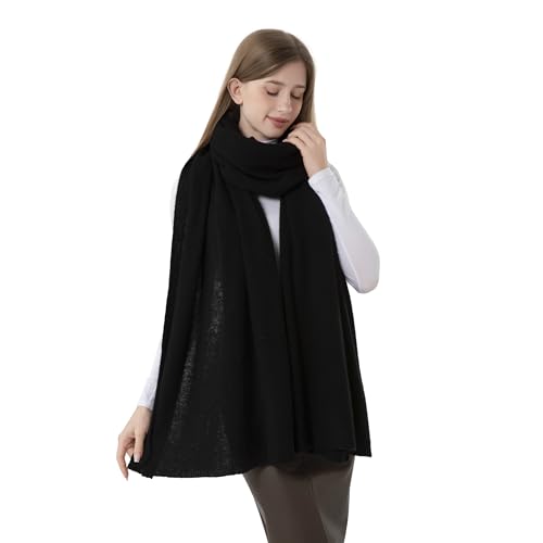 100% Cashmere Wrap Warm Soft Knitted Scarf Stole for Women Airplane Travel Blanket 87x28 in Extra Large Pashmina4