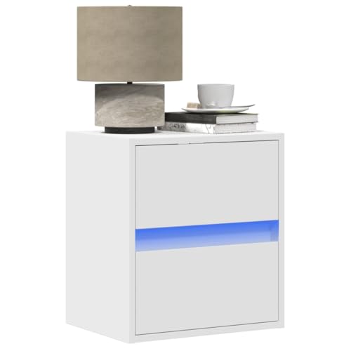 Juroupi Mesitas de Noche de Pared con Luces LED 2 Unidades mesillas de Noche mesita Flotante Dormitorio Mesa de Noche Blanco - 3307962