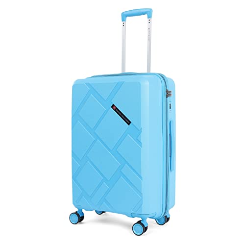 Image of SWISS MILITARY Star Luggage Bag, Textured Hard-Sided Trolley Bag, Cabin Luggage, Overnighter Trolley Bags|Durable ABS Body, Ergonomic 360 Rotatable Wheels, TSA Lock, 20 inches, Sky Blue, 1