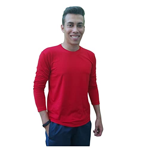 Camisa UV Masculina Manga Longa Praia Blusa Proteção Solar 50+ Térmica Piscina Ciclismo (P, Vermelho