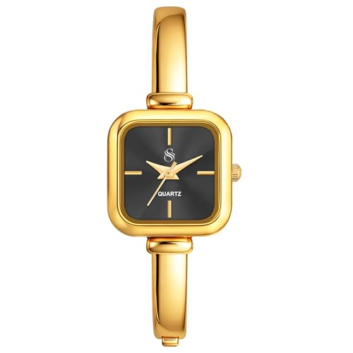 Image of Shocknshop Elegant Bangle Aura Square Dial Ladies Rose Gold Bracelet Strap Watch for Woman -WCH181