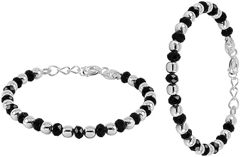 Nazariya Najariya Black and Silver Set of 1 BBY Evileye Protection 1 Pair (White Black)