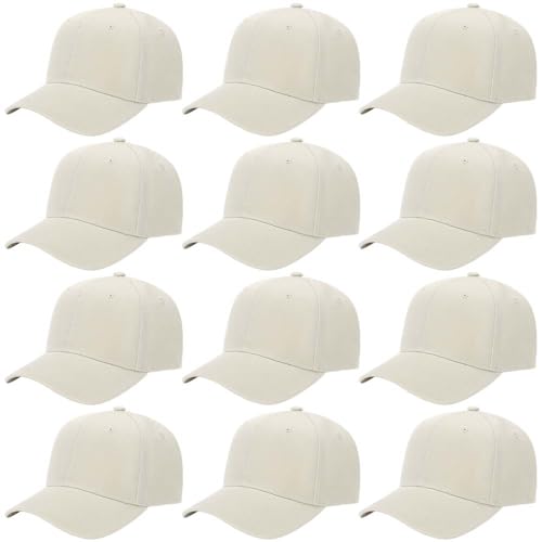 Image of ZH Plain Adjustable Baseball Cap - Lot of 12 Unisex Blank Design Caps
