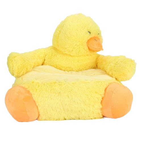 Pilipane Plush Seat Cushion PP Cotton Washable Cute Cartoon Duck Floor Seating Chair with Backrest for Kids Bedroom Balcony Office Yellow