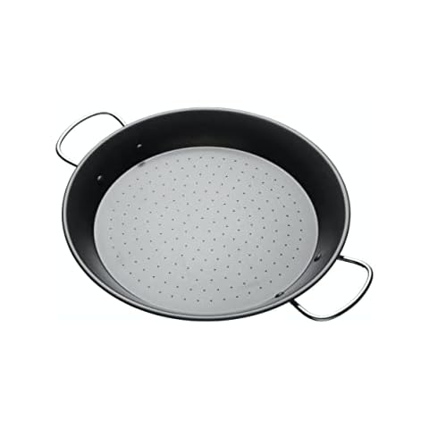 KitchenCraft World of Flavours Paella Pan, Non Stick, Carbon Steel, 32 cm, Black Cover