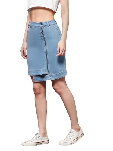 Image of Dolce Crudo Women's Flared High-Rise Stretchable Denim Maxi Skirt