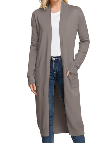Image of GRACE KARIN Essential Solid Open Front Maxi Long Knitted Cardigan Sweater for Women