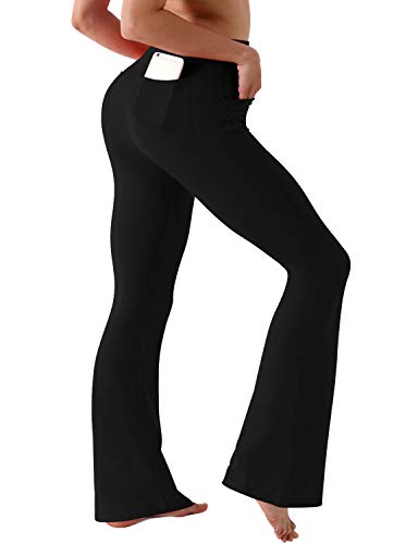 Image of BUBBLELIME 29 inch /31 inch /33 inch /35 inch /37 inch Women High Waist Bootlegs Yoga Pants Tummy Control Bootcut Workout Flared Out Pockets