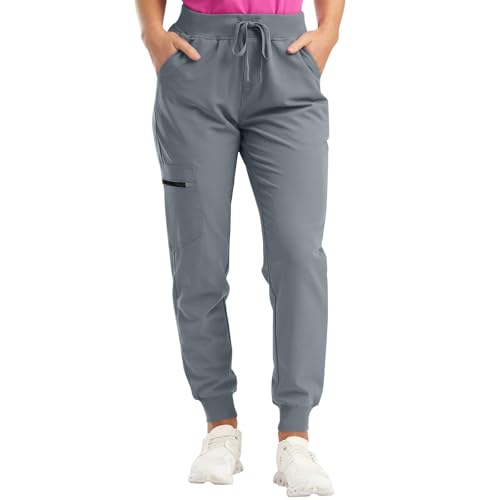 Generisch Pantalones elásticos para mujer, cintura alta, cordón, pantalones de yoga, pantalones ligeros con disfraces de carnaval, gris, S