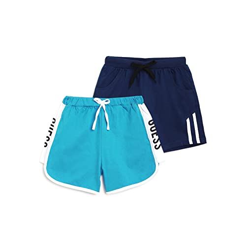Image of Li'l Tomatoes Girls 100% Cotton Combo Shorts Pack of 2 | Soft & Breathable Summer Shorts | Elastic Waist Casual Wear | 2-14 Years
