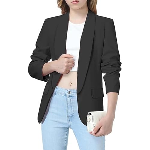 Girls Spring Autumn Suit Jacket Long Sleeves Shawl Collar Front Open Formal Suit Casual Jacket for Autumn Winter