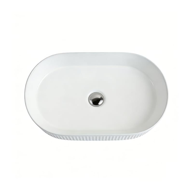 Vasque à poser ovale -50 x 32 cm -Blanc rainuré - RIVA