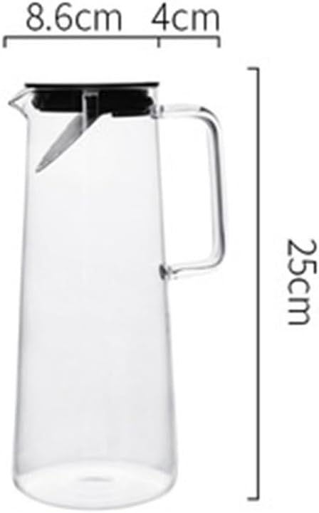 Tea Set Transparent Heat Resistant Glass Water Pitcher, Large Capacity Iced Tea Carafe, Coffee Pot with Handle, 1.2L Teapot Set(White)