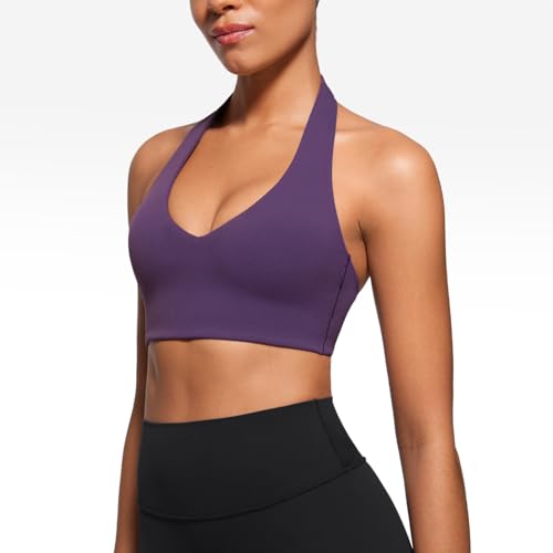 Image of INGIA Halter Longline Sports Bra Padded | Yoga, Workout, Low Back, Crop Top, with Built in Bra, for Women