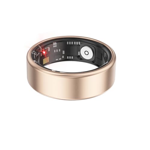 Bitzeit Smart Ring Fitness Tracker for Men Women, Health Sleep Heart Rate Blood Oxygen Tracker Smart Ring with Wireless Charger Box, IP68 Waterpro of Bluetooth Tracker Rings, Free APP (Golden#12)