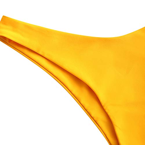 ZAFUL Women's High Cut Plain Bikini Bottom Mid Waist Solid Swimsuit Briefs Cheeky Bathing Suit High Leg Swim Bottoms4