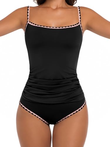 Women's Tankini Swimsuit Tummy Control Bathing Suits Two Piece Slimming Swim Suit High Waisted Shell Stitch Swimwear2