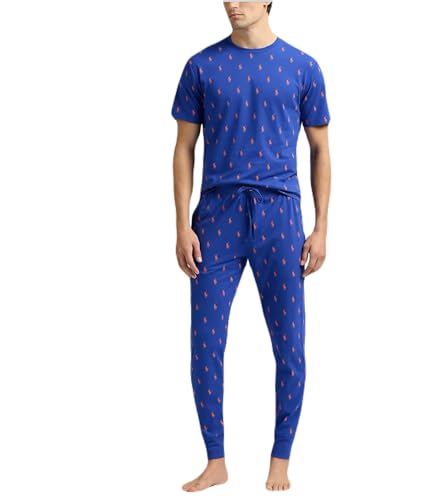 POLO RALPH LAUREN mens all over pony pajama set Large royal blue