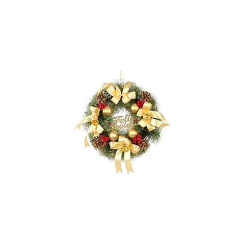 Couronne de Noël extérieure dorée 40 cm double face résistante pour entrée