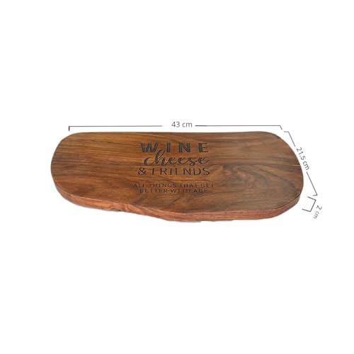 Image of Sheesham Wooden Cheese Board Platter for Serving,Chopping & Cutting|Handcrafted Wooden Plate for Vegetables, Fruits & Cheese|Gift for Birthday, Housewarming & Wedding17 x8.5-Large
