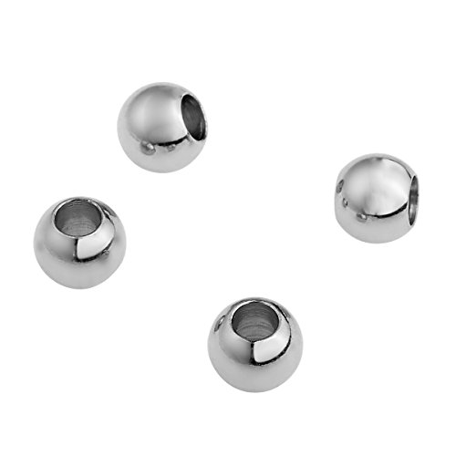 20 cuentas espaciadoras redondas de acero inoxidable en tono plateado para bisutería, 5 mm x 3,8 mm, acero inoxidable, 5mmx4.2mm, 5mmx4.2mm
