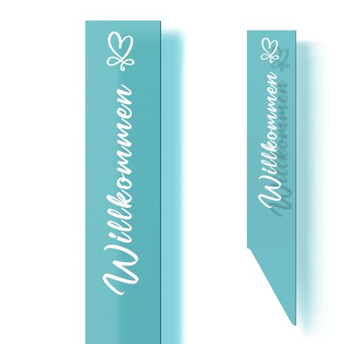 younikat Willkommen Gartenstecker - Stele 57 cm - Gartendeko Design aus Acryl - Schild zum stecken Herz Einladend I you0098