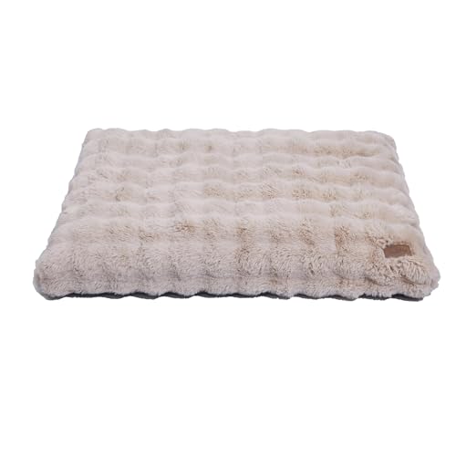BingoPaw Panier Chien Grande Taille: 105x70x12cm Coussin Chien XL Déhoussable et Lavable en Machine, Tapis Matelas Lit Confortable, Tissu Peluche Doux, Beige