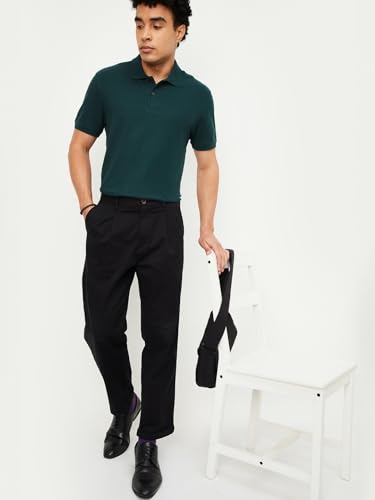 Image of Max Mens Cotton Blend Regular Fit Half Sleeves Solid Polo T-Shirt