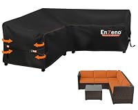 Enzeno Garden V-Shape Furniture Cover Waterproof,420D Heavy Duty Oxford Fabric Outdoor Rattan Corner Sofa Cover with Waterproof Tape (215 * 215 * 87cm)