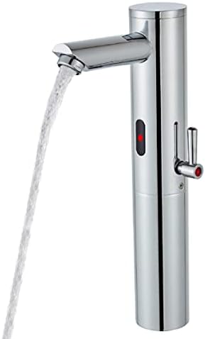 Platform Tall Body Basin Automatic Sensor Touchless Bathroom Sink Faucet,Single Handle Battery Power Motion Activated Hands-Free Vessel Sink Tap,Chrome Finished (High)…