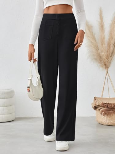 LILLUSORY Womens Casual Work Pants High Waisted Straight Leg Pant Business Dressy Trousers with Pockets2