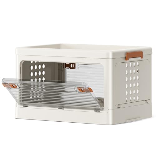 SPIEEK 収納ボックス 収納ケース 折りたたみ 有孔ボード付き ボックス 多方向から取り出せる 本棚 衣類 小物 収納 折り畳み コンテナ プラスチック 大型 積み重ね 透明 おしゃれ 組立簡単 多機能 厚み 強い耐荷重 大容量 家庭用 車用 キャンプ