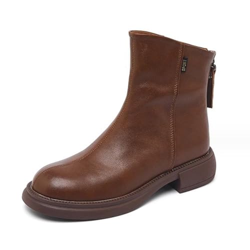 ブラウン レザー ジッパーブーツ ブラウンレザーサイドジッパーブーツ - メルカリ