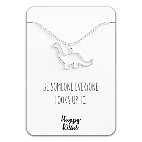 Happy Kisses Dinosaur Brontosaurus Necklace - Cute Pendant Gift - Sweet & Funny Message Card – Also Looks like Eobrontosaurus or Apatosaurus3